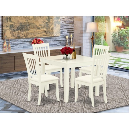 East West Furniture 5 Piece Oxford Dining Set - Linen White OXDA5-LWH-C